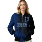 customized indianapolis colts hexagon mesh blue black bomber jacket best selling