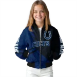 customized indianapolis colts hexagon mesh blue black bomber jacket best selling