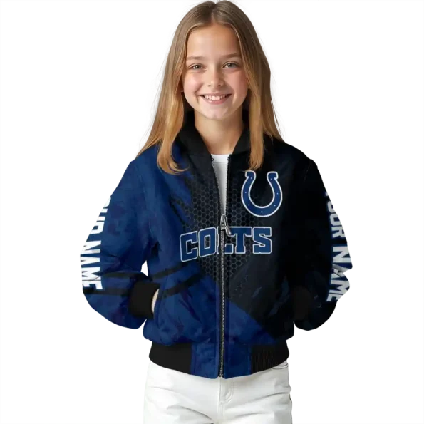 customized indianapolis colts hexagon mesh blue black bomber jacket top rated