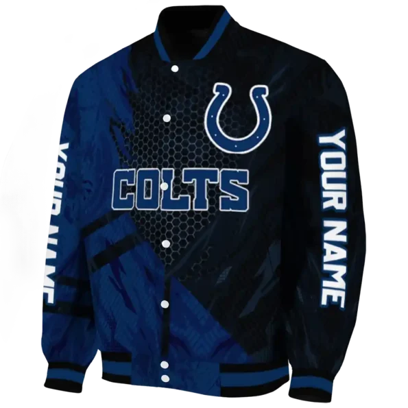 customized indianapolis colts hexagon mesh blue black varsity jacket best selling.webp