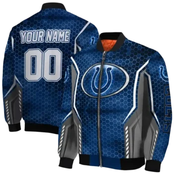 customized indianapolis colts power plate blue bomber jacket fashion forward