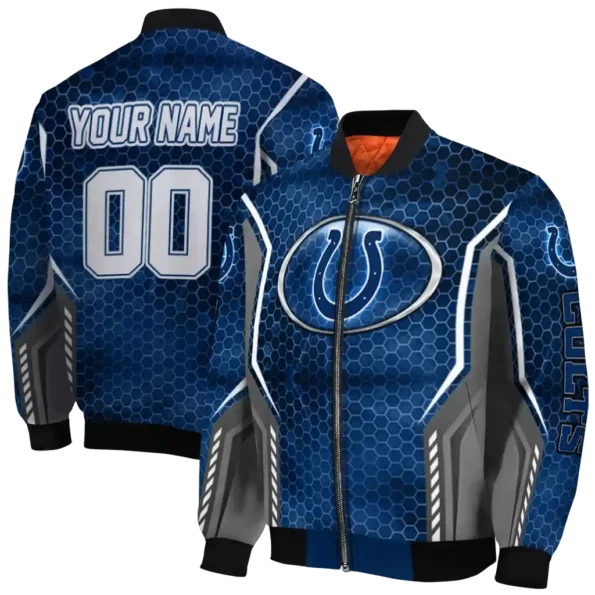 customized indianapolis colts power plate blue bomber jacket fashion forward