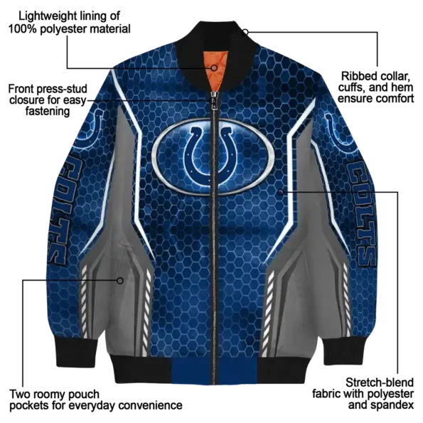 customized indianapolis colts power plate blue bomber jacket new arrival