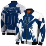 customized indianapolis colts spider mark blue grey crocs bomber jacket best selling