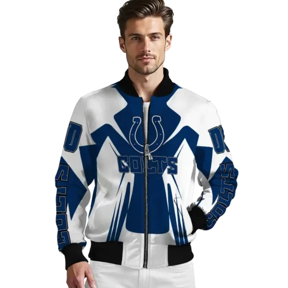 customized indianapolis colts spider mark blue grey crocs bomber jacket high quality