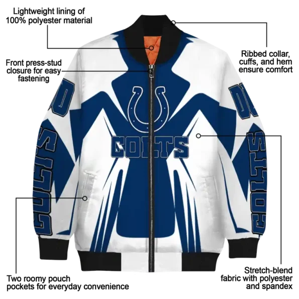 customized indianapolis colts spider mark blue grey crocs bomber jacket new arrival