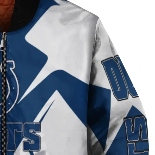 customized indianapolis colts spider mark blue grey crocs bomber jacket premium grade