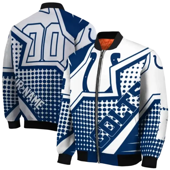 customized indianapolis colts star burst blue bomber jacket fashion forward
