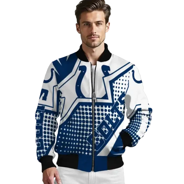 customized indianapolis colts star burst blue bomber jacket high quality