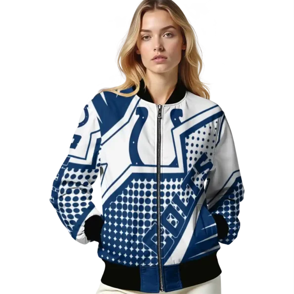 customized indianapolis colts star burst blue bomber jacket latest model