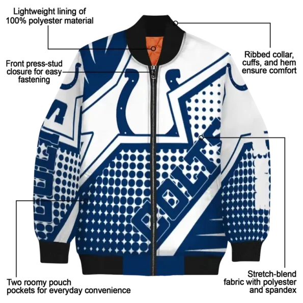customized indianapolis colts star burst blue bomber jacket new arrival