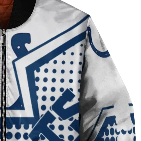 customized indianapolis colts star burst blue bomber jacket premium grade