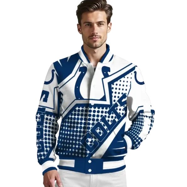 customized indianapolis colts star burst blue varsity jacket high quality.webp