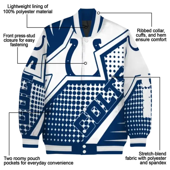 customized indianapolis colts star burst blue varsity jacket new arrival.webp