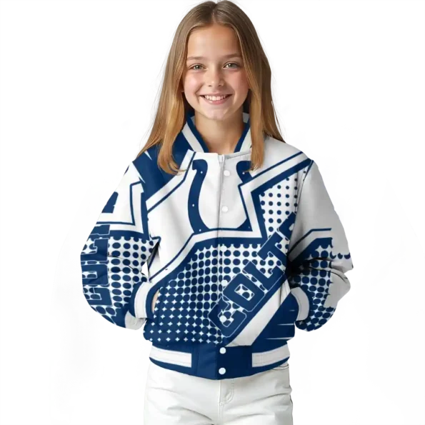 customized indianapolis colts star burst blue varsity jacket top rated.webp