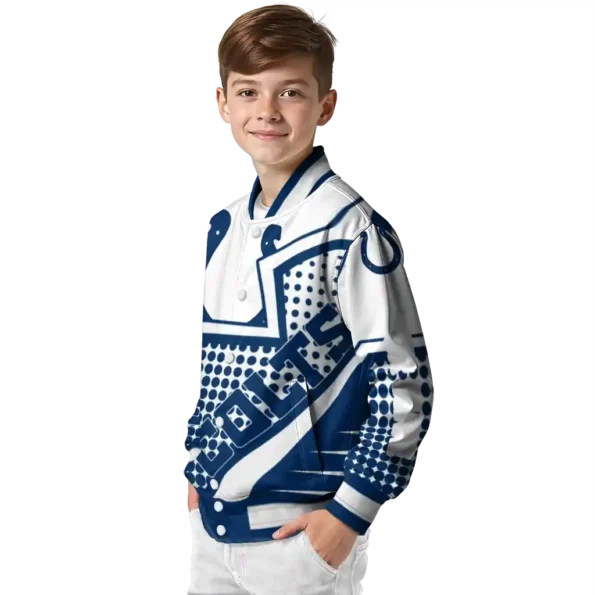 customized indianapolis colts star burst blue varsity jacket trendy.webp