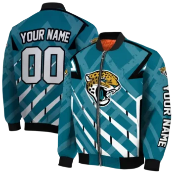 customized jacksonville jaguars chevron angles teal bomber jacket fashion forward