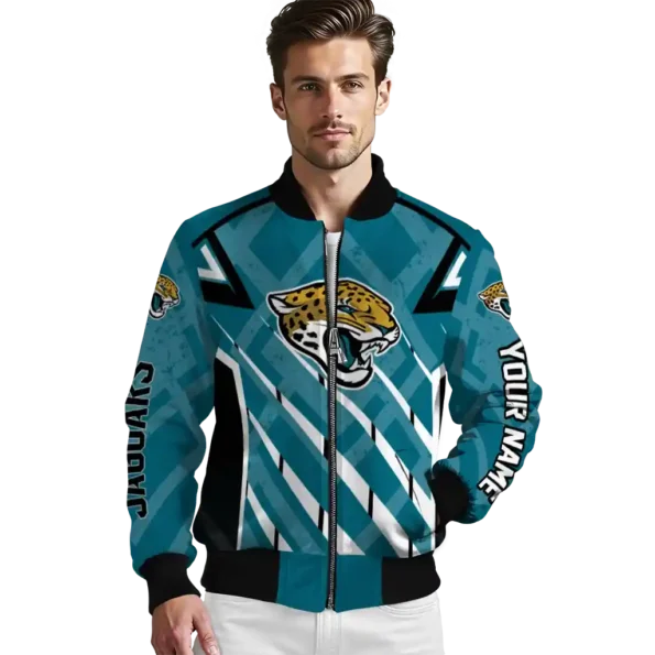 customized jacksonville jaguars chevron angles teal bomber jacket high quality
