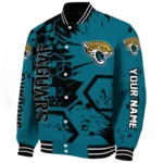 customized jacksonville jaguars hexagon cluster teal black varsity jacket best selling.webp