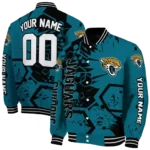 customized jacksonville jaguars hexagon cluster teal black varsity jacket best selling.webp