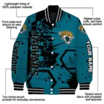 customized jacksonville jaguars hexagon cluster teal black varsity jacket best selling.webp