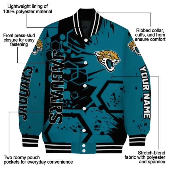 customized jacksonville jaguars hexagon cluster teal black varsity jacket new arrival.webp