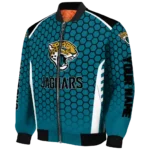 customized jacksonville jaguars hexagon grid teal bomber jacket best selling