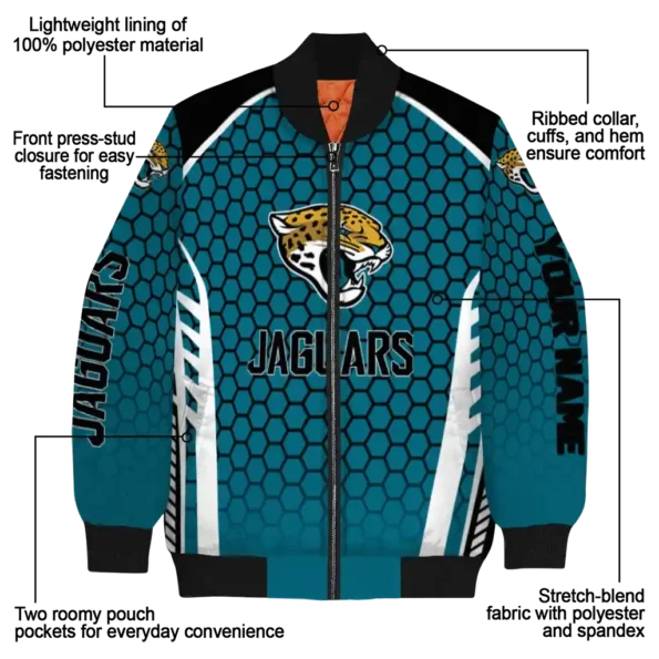 customized jacksonville jaguars hexagon grid teal bomber jacket new arrival