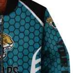 customized jacksonville jaguars hexagon grid teal bomber jacket best selling