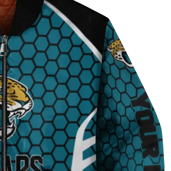customized jacksonville jaguars hexagon grid teal bomber jacket premium grade