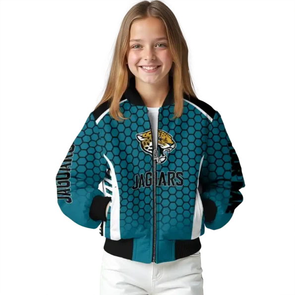 customized jacksonville jaguars hexagon grid teal bomber jacket top rated