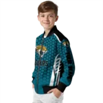 customized jacksonville jaguars hexagon grid teal bomber jacket best selling