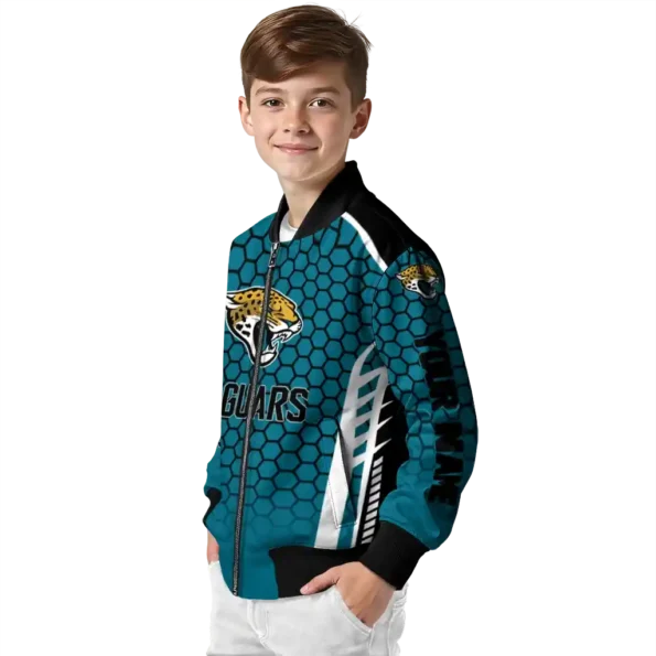 customized jacksonville jaguars hexagon grid teal bomber jacket trendy
