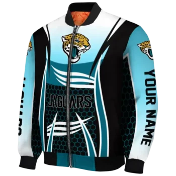 customized jacksonville jaguars mesh effect teal black bomber jacket best selling