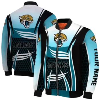 customized jacksonville jaguars mesh effect teal black bomber jacket fashion forward