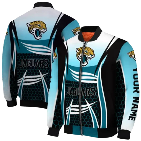 customized jacksonville jaguars mesh effect teal black bomber jacket fashion forward