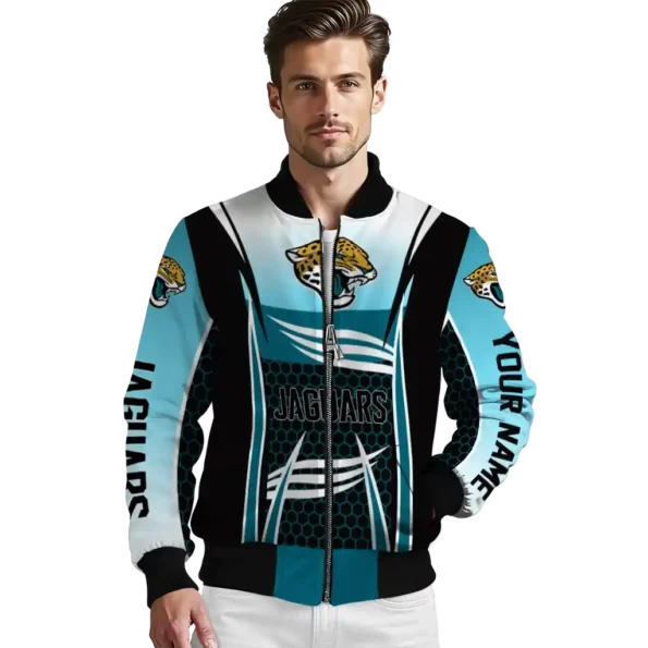 customized jacksonville jaguars mesh effect teal black bomber jacket high quality