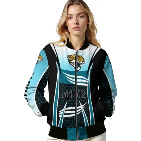 customized jacksonville jaguars mesh effect teal black bomber jacket latest model