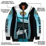 customized jacksonville jaguars mesh effect teal black bomber jacket best selling