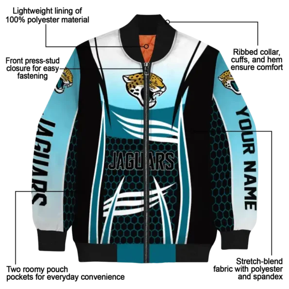 customized jacksonville jaguars mesh effect teal black bomber jacket new arrival