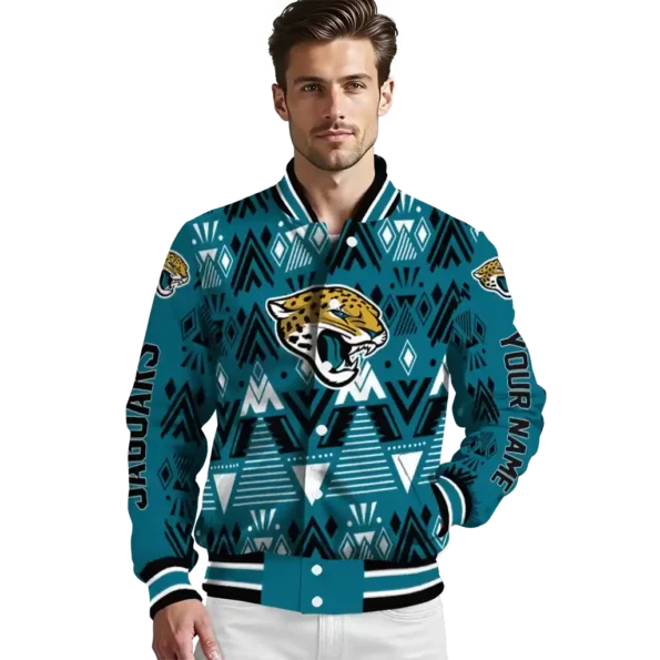 customized jacksonville jaguars pyramid shapes teal varsity jacket high quality.webp