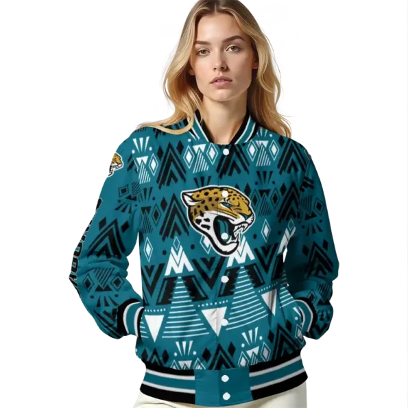 customized jacksonville jaguars pyramid shapes teal varsity jacket latest model.webp