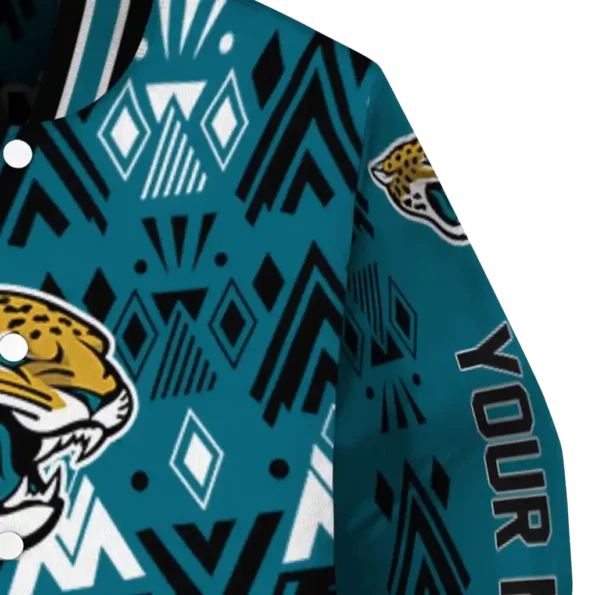 customized jacksonville jaguars pyramid shapes teal varsity jacket premium grade.webp