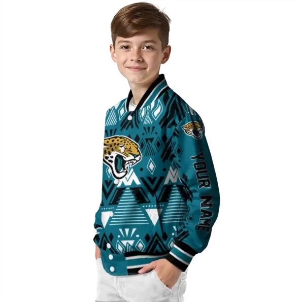customized jacksonville jaguars pyramid shapes teal varsity jacket trendy.webp