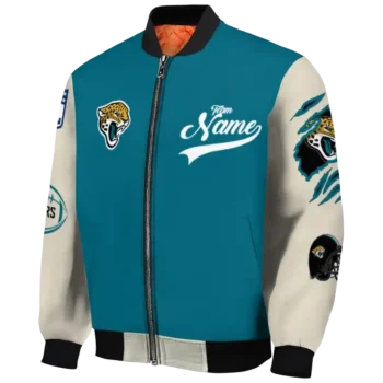 customized jacksonville jaguars razorback outline teal nude bomber jacket best selling
