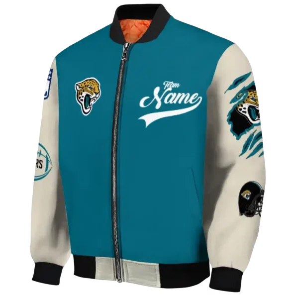 customized jacksonville jaguars razorback outline teal nude bomber jacket best selling