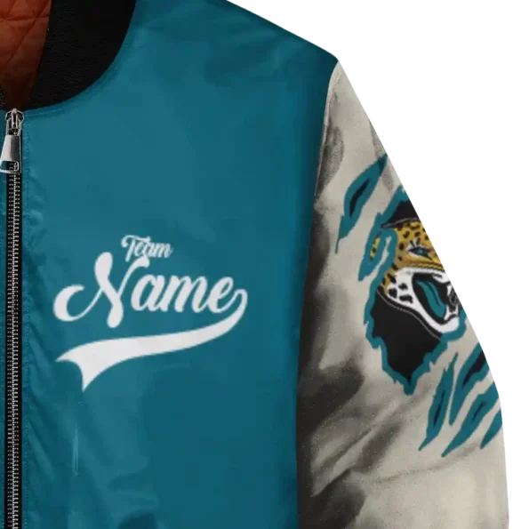 customized jacksonville jaguars razorback outline teal nude bomber jacket premium grade
