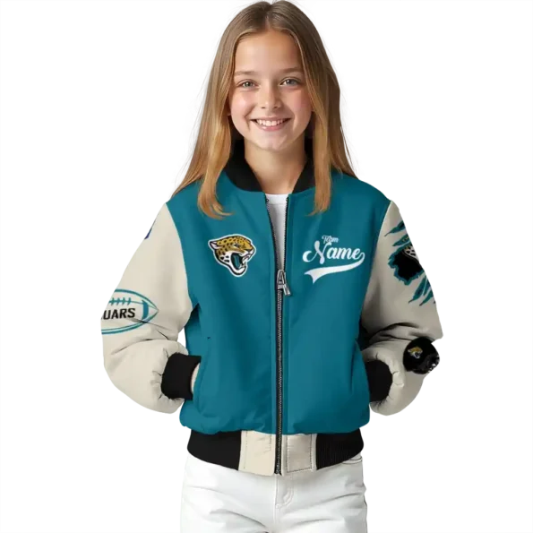 customized jacksonville jaguars razorback outline teal nude bomber jacket top rated