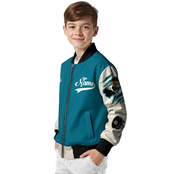 customized jacksonville jaguars razorback outline teal nude bomber jacket trendy