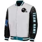customized jacksonville jaguars speckled arms teal gray varsity jacket best selling.webp